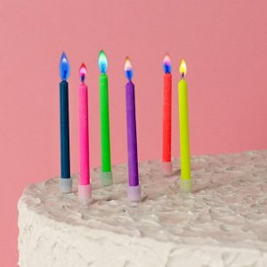 Свечи в торт "Цветное пламя", 6 см, набор 6 шт