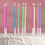 Свечи для торта &quot;Неон&quot;, 10 шт, разноцветные, 14 см