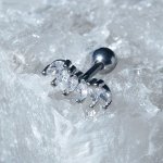 Пирсинг в ухо (хеликс) &quot;Листья&quot;, цвет белый в серебре