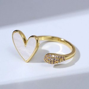 Кольцо "Сердце" мультяшное, цвет белый в золоте