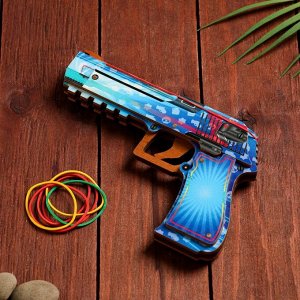 Сувенир деревянный "Пистолет-резинкострел" голубой