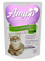 Пауч 100 гр. &quot;АМУРР&quot; для кошек,  желе  УТКА+МОРКОВЬ 1*24шт.