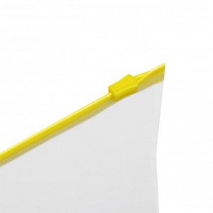 Папка-конверт на ZIP-молнии A4, 150 мкм, Calligrata, прозрачная, жёлтая молния
