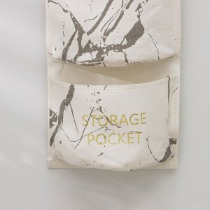 Органайзер подвесной с карманами Доляна «Мрамор», 3 отделения, 20x58 см, цвет серый
