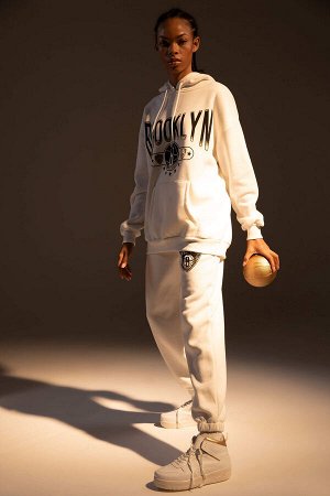 Defacto Fit Brooklyn Nets Лицензированная толстая толстовка с карманами Ткань Внутренняя мягкая низ спортивного костюма с перьями