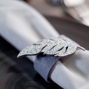 Набор колец для салфеток Silver feather, 4 шт., 4.8x6.5 см, 100% п/э, фетр