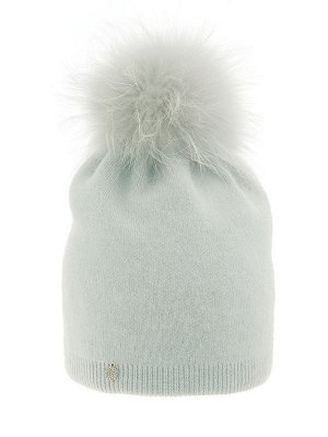 Двойная зимняя шапка удлиненной формы, помпон из натурального меха на кнопке