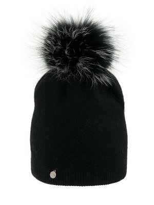 Двойная зимняя шапка удлиненной формы, помпон из натурального меха на кнопке