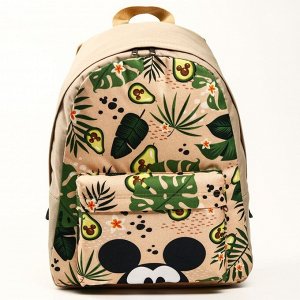 Рюкзак молод "Авокадо", 42х31х15 см, отд на молнии, н/карман, бежевый, Микки Маус и его друзья