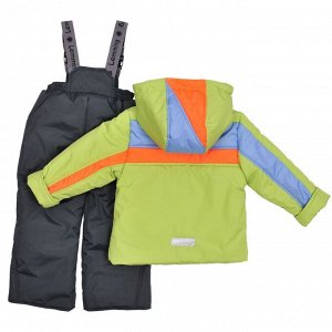 Комплект Детский комплект состоит из куртки и полукомбинезона. Куртка прямого силуэта. Утеплитель куртки – один слой термофайбера. Подкладка куртки – трикотаж (80% хлопка), подкладка рукава – п/э. Рук