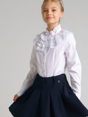 Блузка текстильная с рюшами и бусинами для девочки 22127042