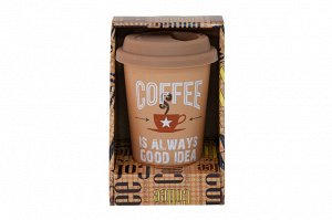 Стакан "Coffee is always good idea" 350мл, с силик.крышкой, в п.у. KRJYD133 ВЭД