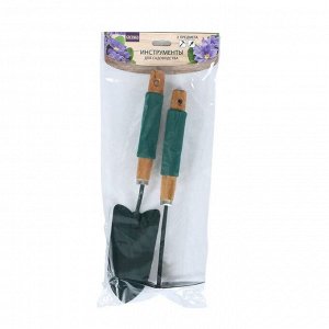 Greengo Набор садового инструмента, 2 предмета: совок, мотыжка, длина 36 см. деревянные ручки с поролоном