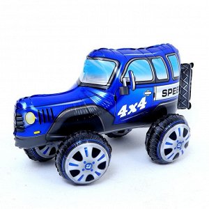 Шар фольгированный 26" «Джип с колёсами», цвет синий