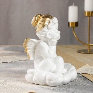 Статуэтка "Ангел мечтающий", золотистый цвет, 22 см