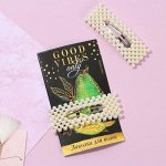 Заколка для волос на подложке Good vibes