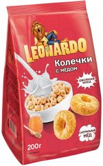 Завтрак готовый Leonardo 200г овсяные колечки с медом