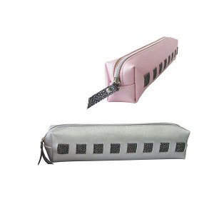 Пенал-косметичка "Mazari Squares M" 22,5х4х5см розовый/серый ассорти арт. M-9415*