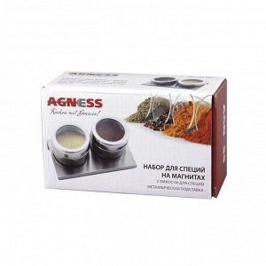 Agness НАБОР ДЛЯ СПЕЦИЙ  &quot;МОНБЛАН&quot; 3 ПР.НА МАГНИТАХ, В Т.Ч. МЕТАЛ.ПОДСТАВКА 14*9*5 СМ (КОР=24НАБ.)