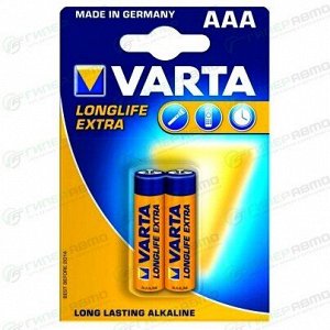 Батарейка щелочная Varta Longlife, AAA (LR03), 1.5В, 2 шт