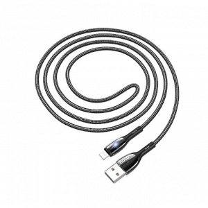 Кабель Hoco U89, USB - Lightning, 2.4 А, 1.2 м, индикатор, тканевая оплетка, черный