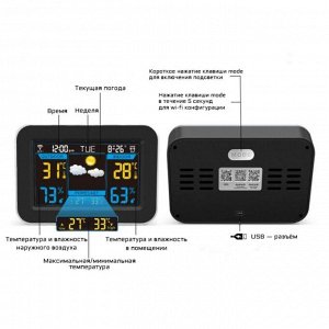 Часы электронные с метеостанцией, 16.8 х 12 см