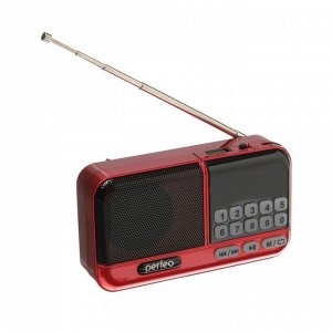 Радиоприемник Perfeo ASPEN, FM+ 87.5-108 МГц, MP3, USB, microSD, Li-ion 1200 мАч, красный