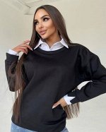 Арт.1553178 Женская кофта обманка с имитированной рубашкой