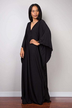 Женское пляжное закрытое макси платье, цвет черный