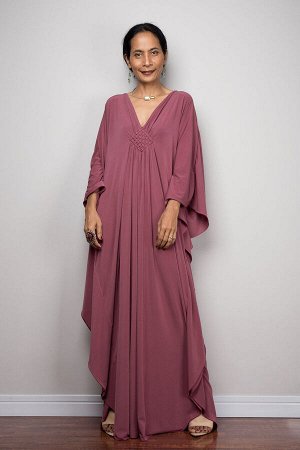 Женское пляжное закрытое макси платье, цвет розовый