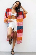 Женское кимоно пляжное средней длины с принтом &quot;Тай-дай&quot;