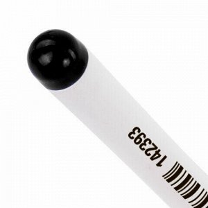 Ручка гелевая с грипом STAFF "Manager", ЧЕРНАЯ, корпус белый, игольчатый узел 0,5 мм, линия письма 0,35 мм, 142393