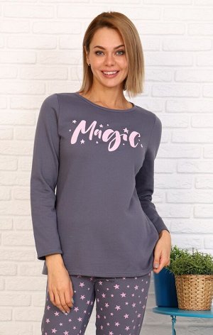 Кофта, футер с начёсом, принт "Magic", розовый (685к-1)