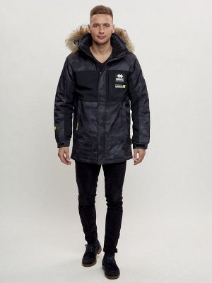 Зимняя куртка с мехом мужская черного цвета 404Ch