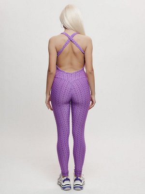 Комбинезон для фитнеса женский фиолетового цвета 2005F