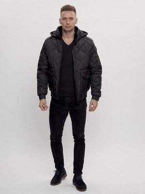 Куртка классическая стеганная мужская черного цвета 2303Ch