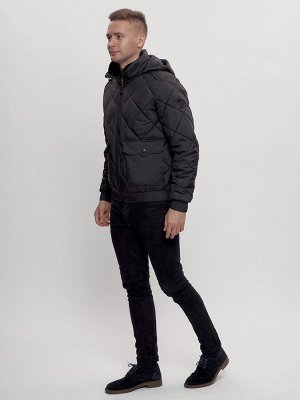 Куртка классическая стеганная мужская черного цвета 2303Ch