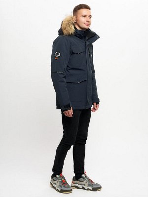 Куртка зимняя мужская удлиненная с мехом хаки цвета 2159-1TS