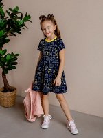 Платье Лето черный граффити с желтым