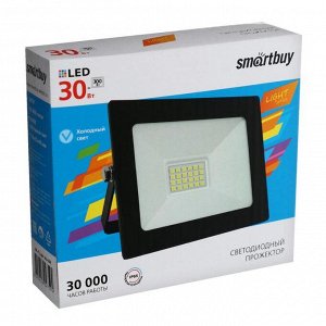 Прожектор светодиодный Smartbuy FL SMD LIGHT, 30 Вт, 6500 К, 2400 Лм, IP65, 118х35х90 мм