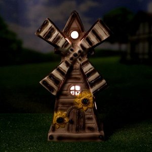 Садовая фигура-светильник "Мельница", коричневая, 40 см, без элемента подсветки