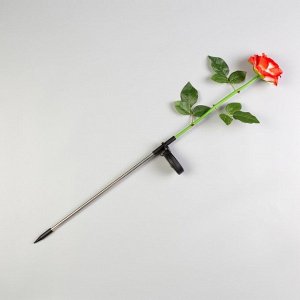 Фонарь садовый на солнечной батарее "Роза красная" 75 см, 1 LED, БЕЛЫЙ