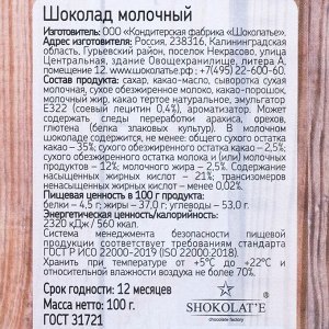 Шоколад молочный «Сделано с любовью», 100 г