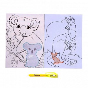 Эврики Набор для рисования в темноте «Дикие животные», с наклейками и раскраской