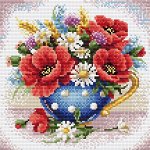 Маки в голубой вазе. Стразы НОВИНКА!
