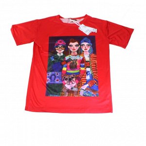 Размер 44-46. Стильная женская футболка Triple_Style красного цвета. 1
