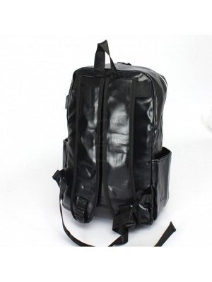 Рюкзак муж искусственная кожа Lanchi-8838  (USB-заряд),  1отд,  4внеш,  2внут/карм,  черный 239225