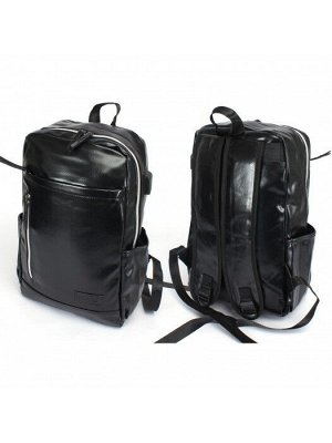 Рюкзак муж искусственная кожа Lanchi-927  (USB-заряд),  1отд,  4внеш,  2внут/карм,  черный 239238