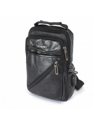 Рюкзак (сумка)  муж искусственная кожа Battr-2106  (однолямочный)  1отд,  плечевой ремень,  3внеш карм,  черный 242066