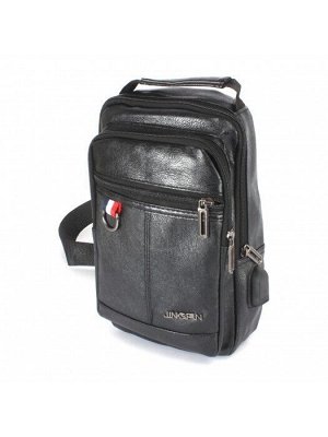 Рюкзак (сумка)  муж искусственная кожа Battr-2107  (однолямочный)  1отд,  плечевой ремень,  2внеш карм,  черный 242065